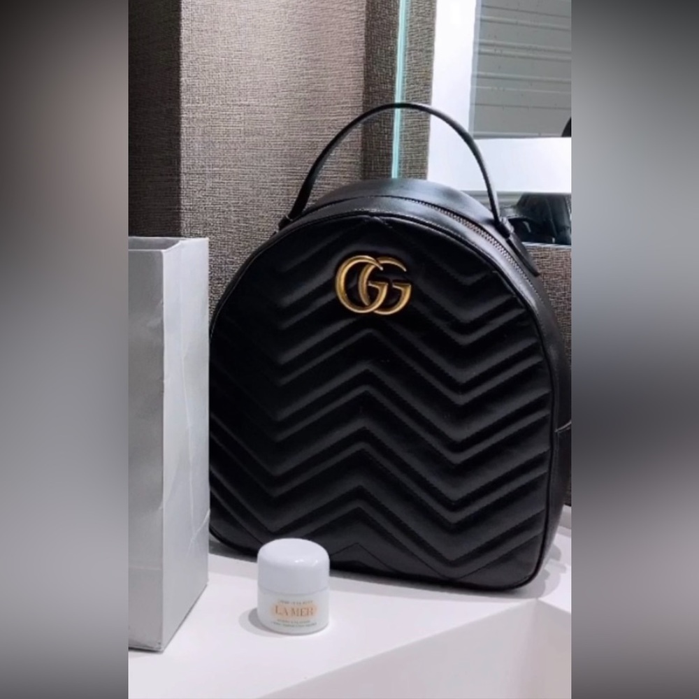 Authentic — Gucci GG Marmont Mini Backpack – Black Matelassé Leather - Picture 14 of 16